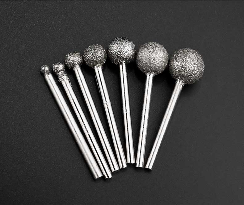 金刚砂磨头圆球形金刚石打磨头电磨机玉石翡翠3mm雕刻粗砂打磨棒3mm粗