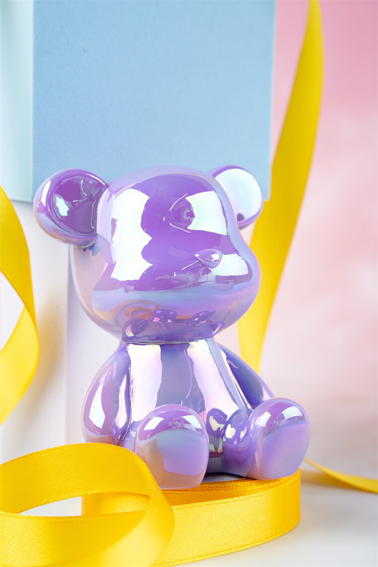 2022新款酷乐潮玩珠光熊创意摆件时尚家居装饰玩具节日礼物女生黄色高