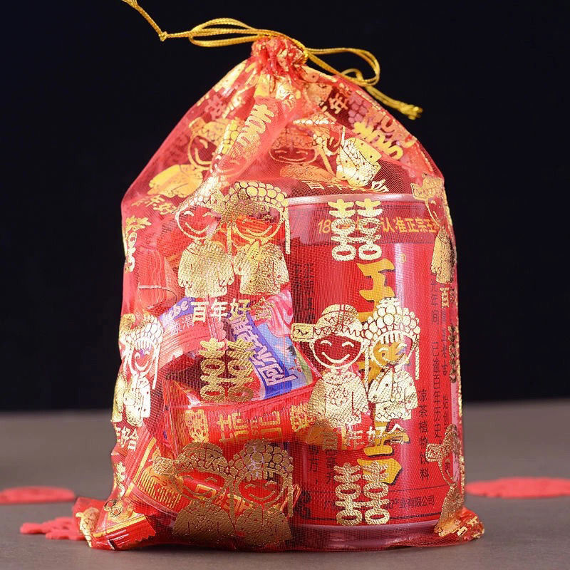 10100个喜糖袋喜糖袋子婚庆用品百年好合糖果纱袋糖果袋红色袋子中号