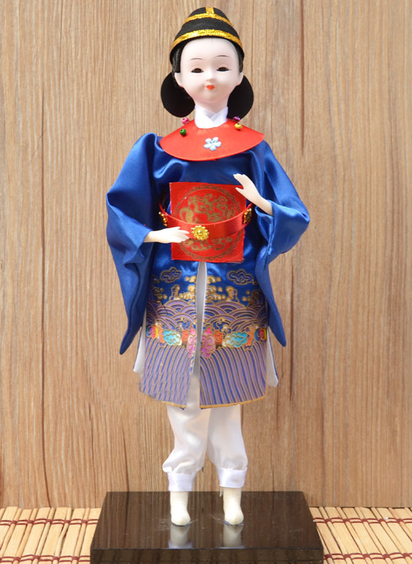 裳淇 韩国民俗 人偶娃娃摆件朝鲜族绢人韩国家居装饰礼品工艺品 深
