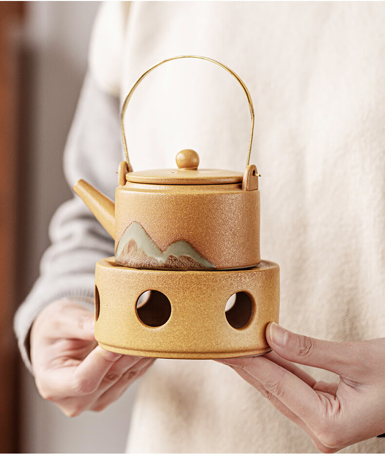 日式提梁壶温茶器茶壶套装暖茶炉烛台蜡烛加热底座家用茶壶温茶炉