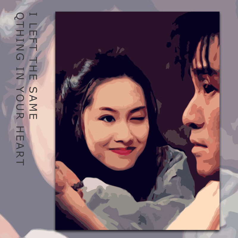 diy数字油画紫霞仙子至尊宝无脸卡通动漫手绘油彩装饰画 一万年 60*80