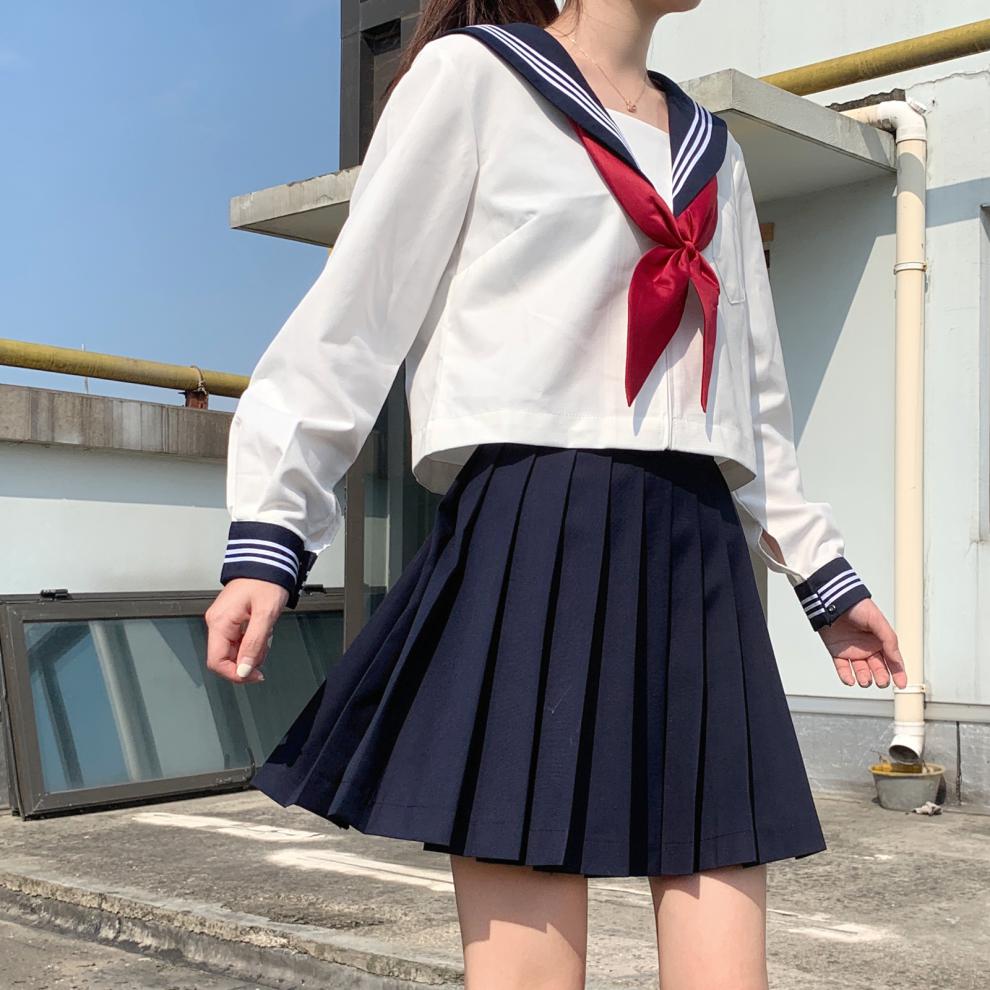 水手服女学生装jk制服裙正版基础款女日本学生校服海军风长短袖套装