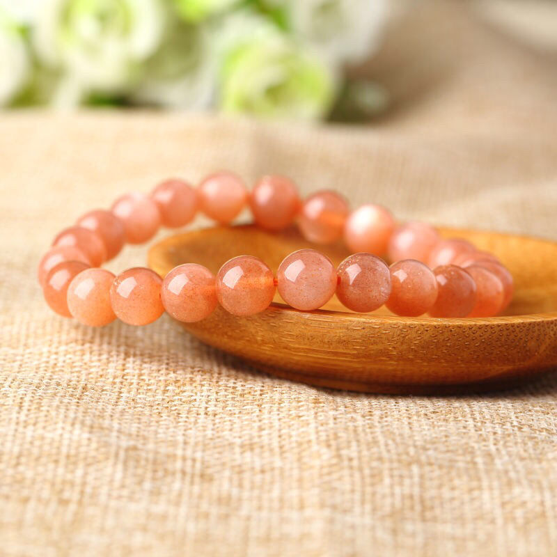 金沙太阳石手链橙月光石手串猫眼日光石水晶女款礼物饰品开运 11mm单