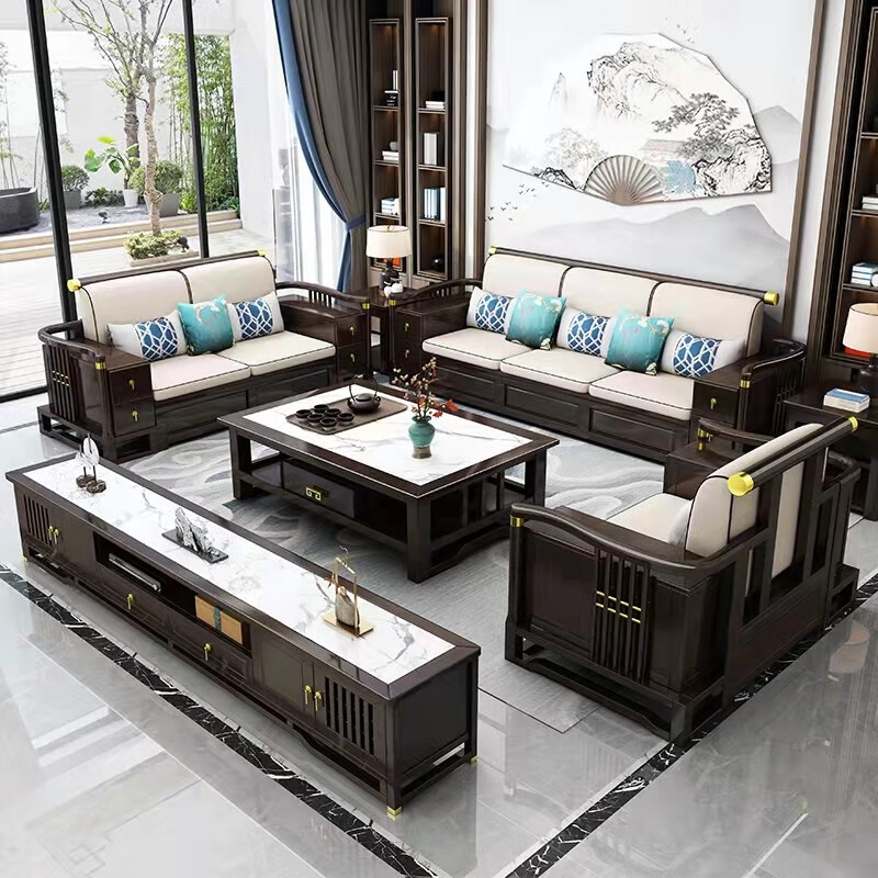 皇颂新中式实木沙发组合冬夏两用储物现代简约客厅大小户型别墅家具