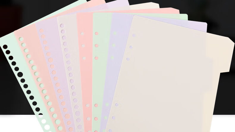 汋约8张活页本隔页纸分页纸文件分页标签索引纸隔页板pp塑料索引标签