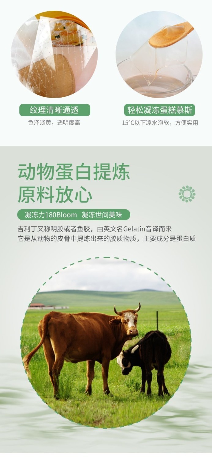 大卫吉利丁片奶酪棒专用2/100片商可食用明胶片边角料 品质原装100片