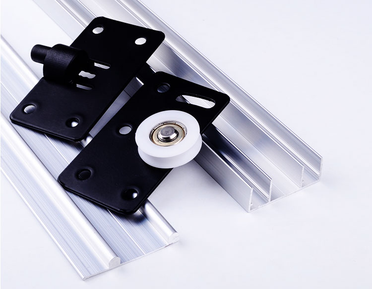 衣柜推拉门配件 下移门轨道上五金家具滑轨小柜门导轨滑地滑道轨(一付