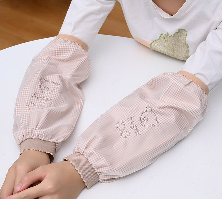 儿童袖套防水套袖女干活工作防水防污套袖学生可爱小熊护袖套透气耐脏