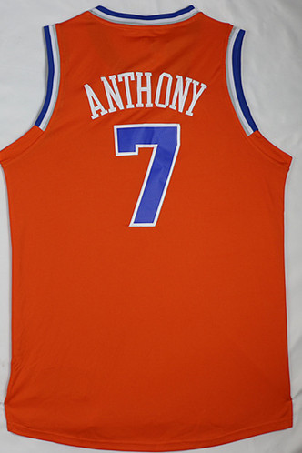 nba球衣 尼克斯队6#波尔津吉斯7#安东尼新面料刺绣篮球服 橙色 7# s