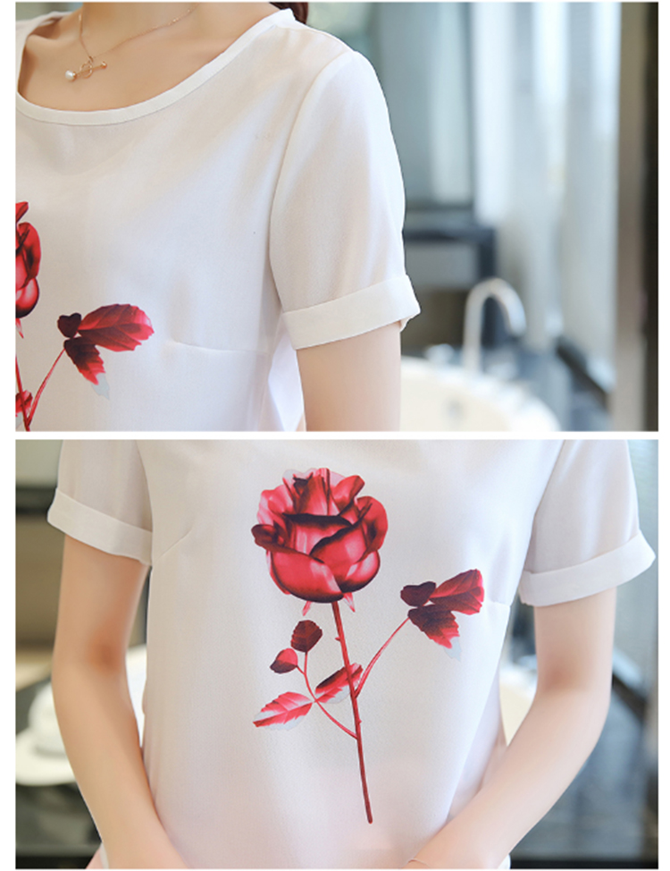 卡微娅2016夏装新款甜美印花两件套短袖雪纺连衣裙女kwy6020 6019