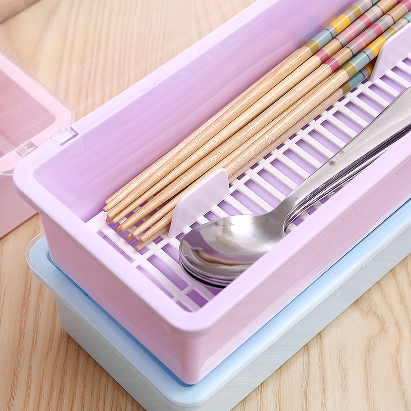 北欧多功能筷子盒带盖沥水筷子架塑料筷笼家用刀叉勺子餐具收纳盒