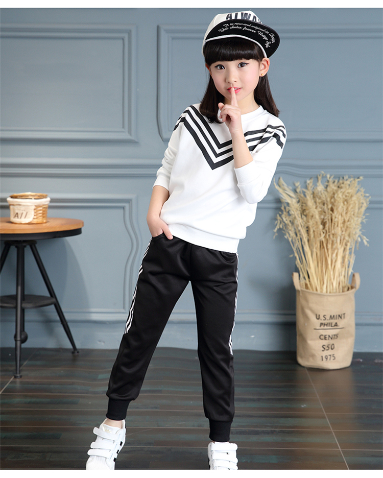 pingyu女童套装新款秋装中大童卫衣小学生18运动装10女孩12衣服18岁