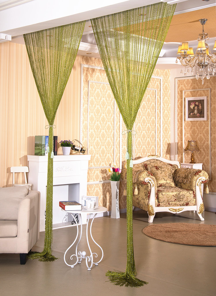 韩式扁银丝线帘玄关装饰窗帘隔断装饰背景墙挂帘风水帘卫生间门帘 3x