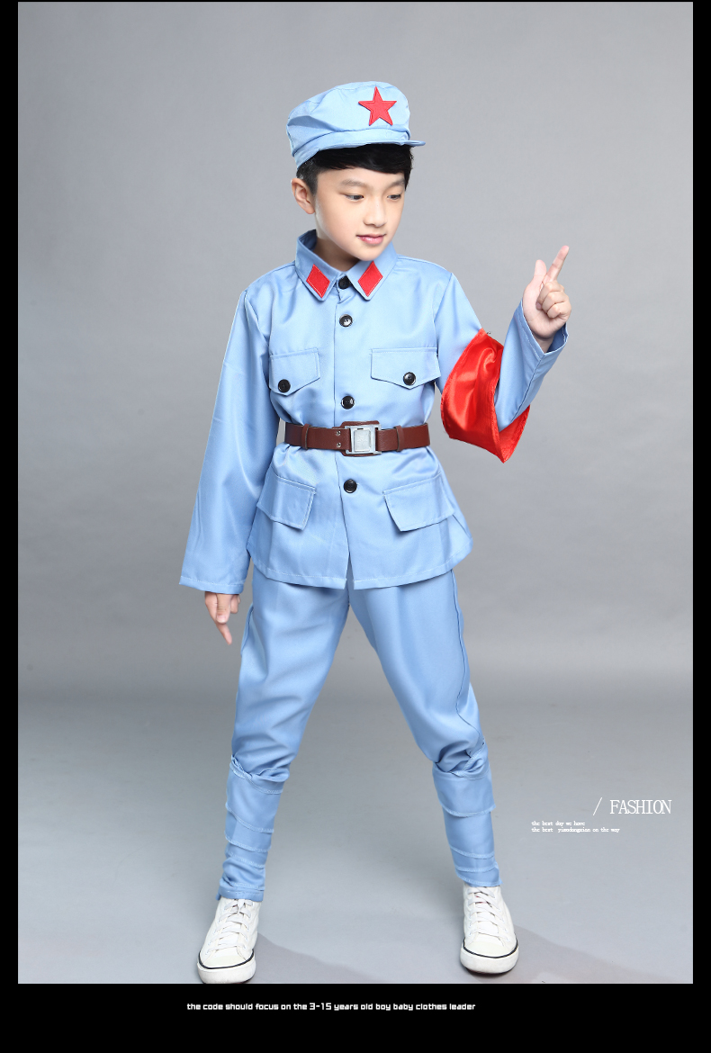 deciuhlae 兒童小紅軍表演服裝閃閃紅星舞蹈服幼男童八路軍的衣服軍裝