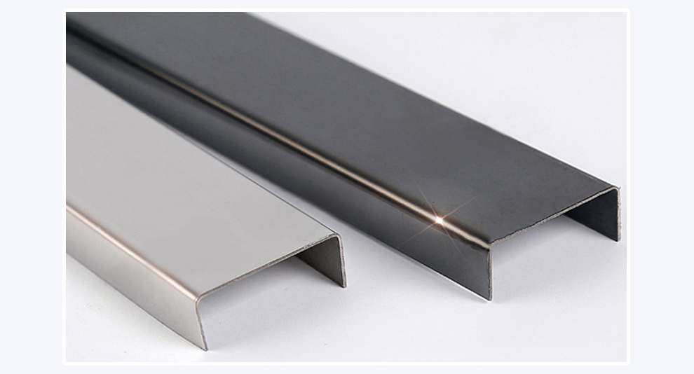 sskj不锈钢u型背景墙封边压条定制平板凹槽硬包装饰条包边直角踢脚线