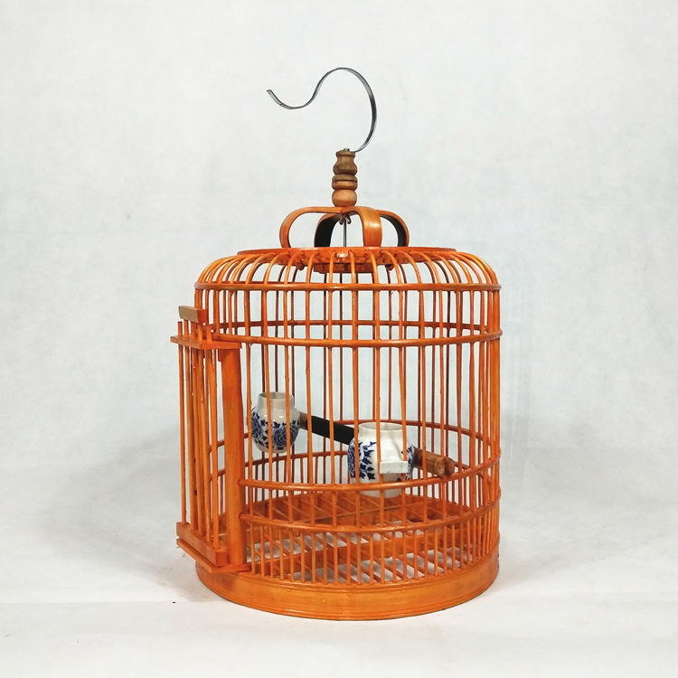 鸟笼竹制画眉鸟笼竹鹦鹉鸟笼竹川笼画眉笼手工自制大号八哥鸟笼子 橘