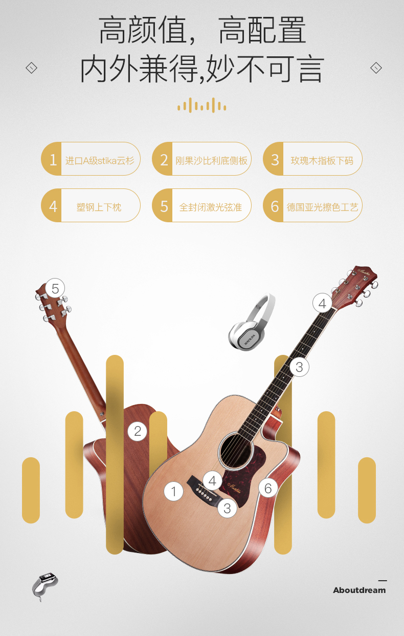 matilda吉他民谣吉他40寸41寸初学者学生女男木吉他新手入门吉它 m5