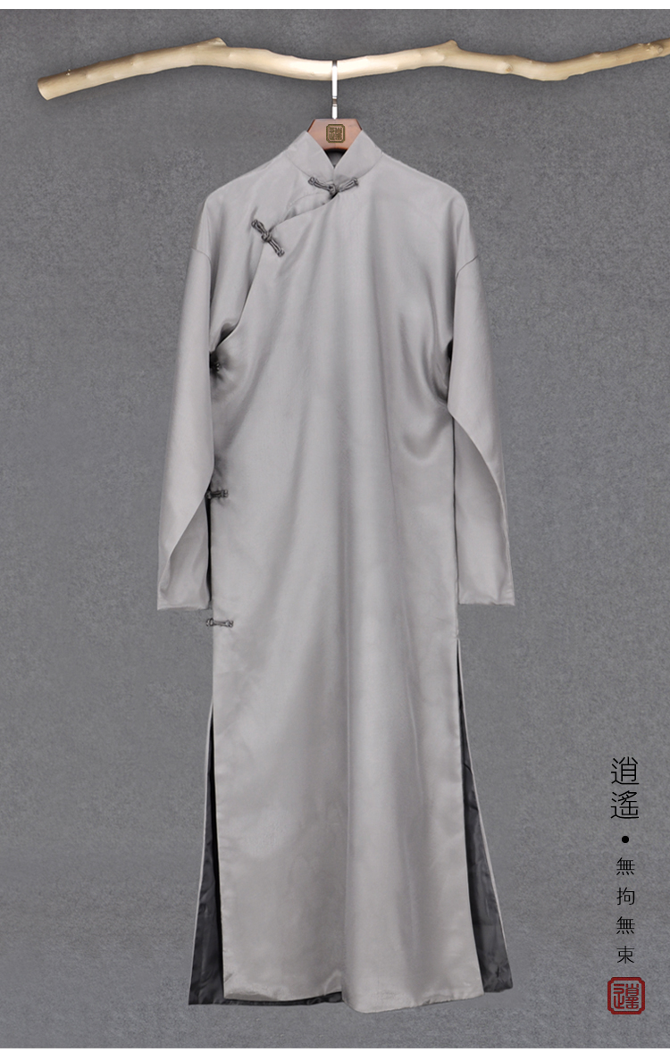 民国风男士长衫中式男装马褂长袖先生复古唐装相声长袍大褂演出服