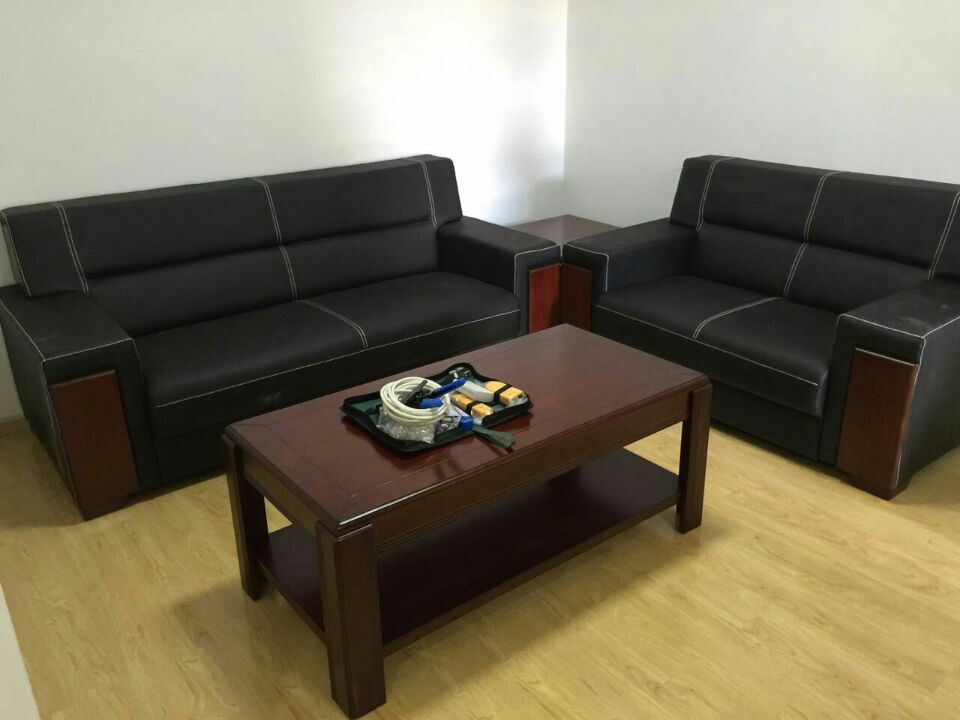 云南昆明办公家具办公沙发会客商务皮沙发美观时尚黑色大气 3 1 1