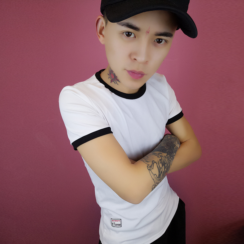 社会精神小伙快手红人同款丅恤社会小伙短袖精神社会人网红上衣 白色