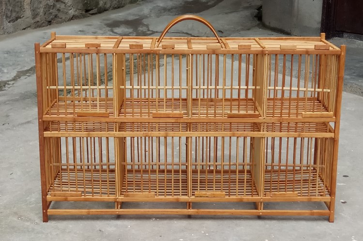 上清漆画眉鸟排笼养笼大号养笼排笼鸟店画眉卖鸟笼大十格上漆笼衣胶杯