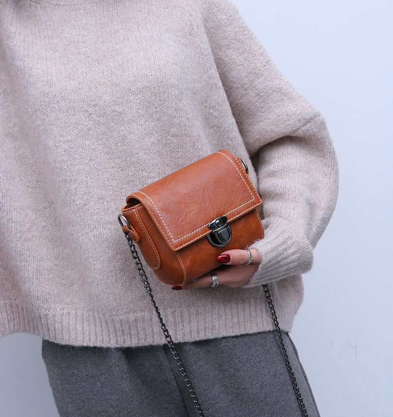 单肩斜挎小包包女2018新款韩版百搭插锁chic链条包迷你复古小挎包