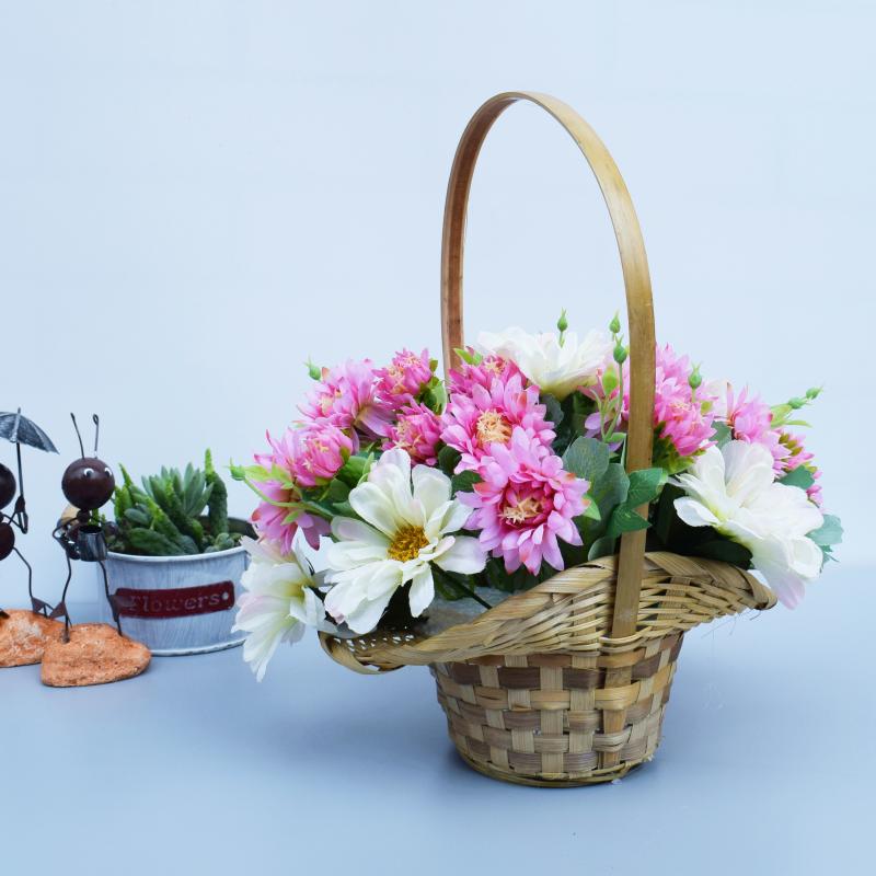 园艺秀色天地藤编花篮舞蹈道具手提篮大小广场舞花篮子竹编跳舞大篮子