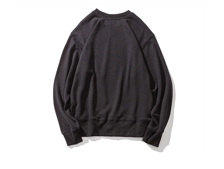 日系男纯色罗口拼接卫衣国潮中性宽松套头卫衣 黑色 m_现价-1元