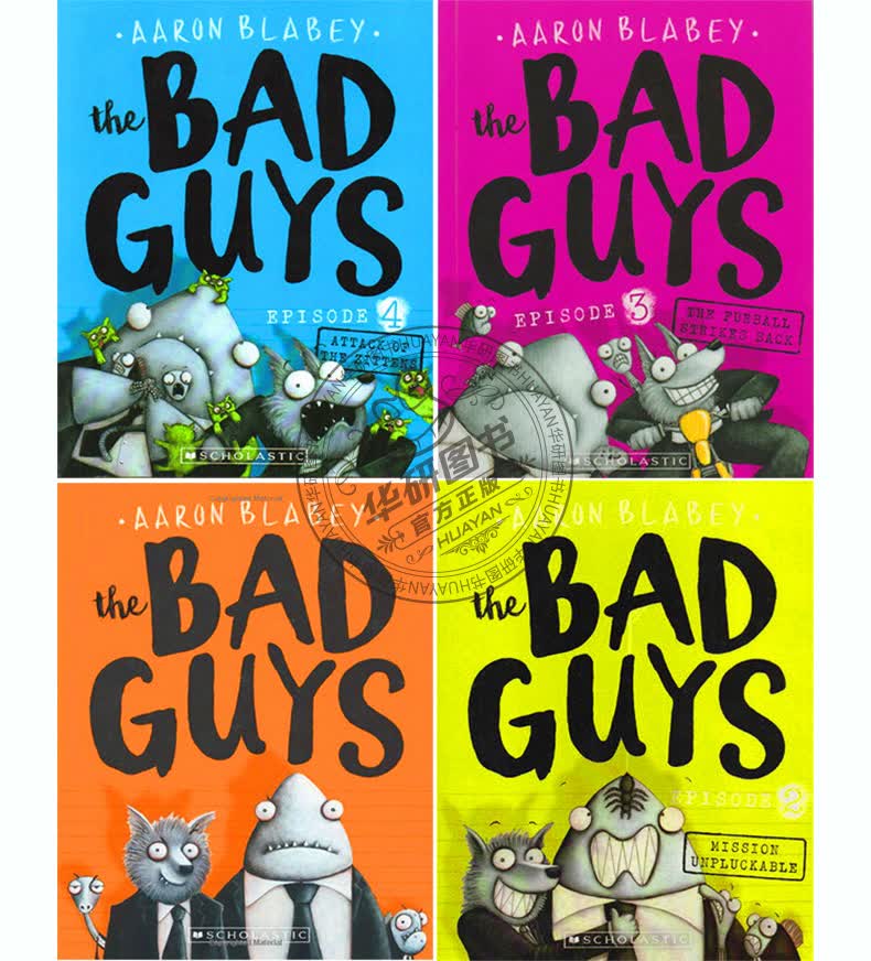 我是大坏蛋4册 英文原版 the bad guys episode 1-4 儿童漫画小说章