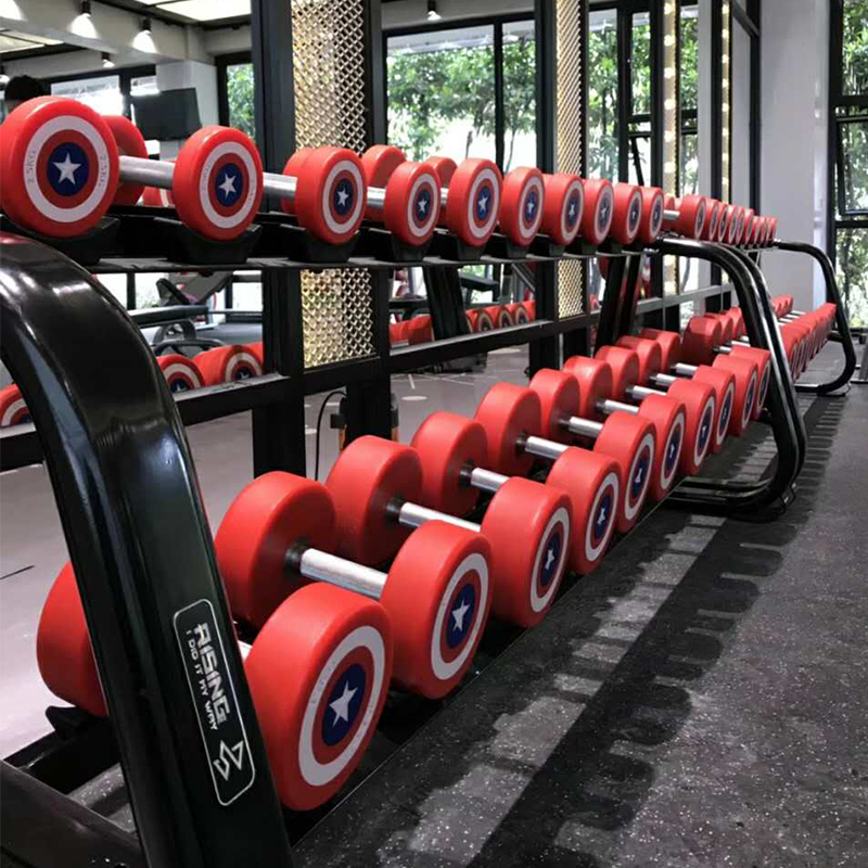 kylin商用cpu哑铃套装男包胶圆头型健身房商用哑铃25kg单只