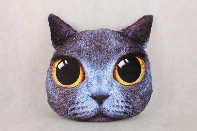 创意动物喵星人抱枕可爱猫咪猫头抱枕毛绒生日圣诞礼物靠枕 大号酷猫