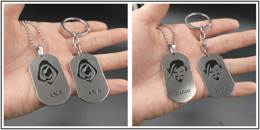 英雄周边源氏吊坠不锈钢项链英雄标志军钥匙扣链圈狗吊牌挂件士兵76