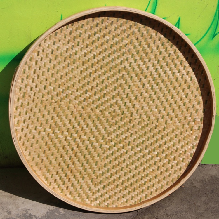 海象人 纯手工精品编织 竹制品 竹匾 无孔竹筛子圆簸箕 家用晾晒竹编