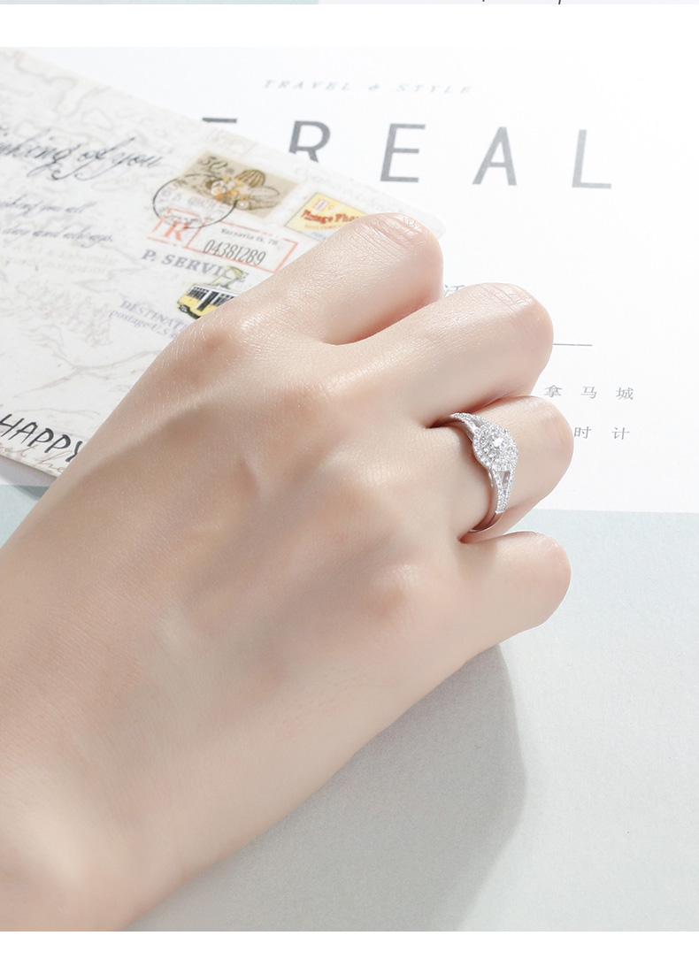 tr珠宝白18k金女群镶提夫尼tf钻戒显大复古au750白金女款戒指定制 18k