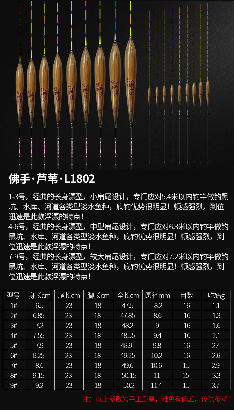 化氏化氏2018新品浮漂佛手芦苇l1801l1802浮漂小扁尾芦苇l18015号