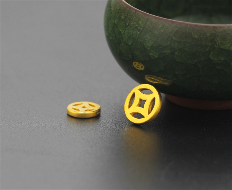 3d硬金铜钱转运珠金钱珠足金宝宝小金币女款黄金 小金钱(±0.02g误差)