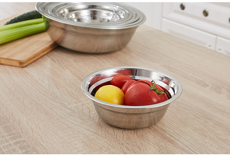 加厚圆形不锈钢盆子幼儿园食堂小铁碗厨房汤碗大号铁饭碗套装 20cm1.