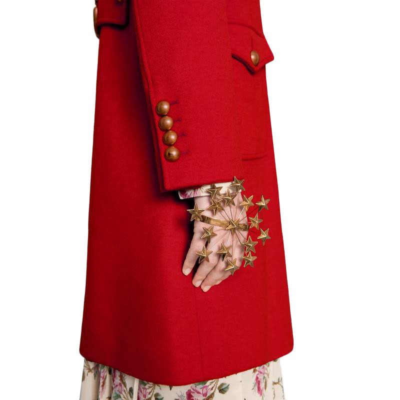 新年礼物品质保证古驰gucci女装双g羊毛大衣外套上装上衣黑色494500z