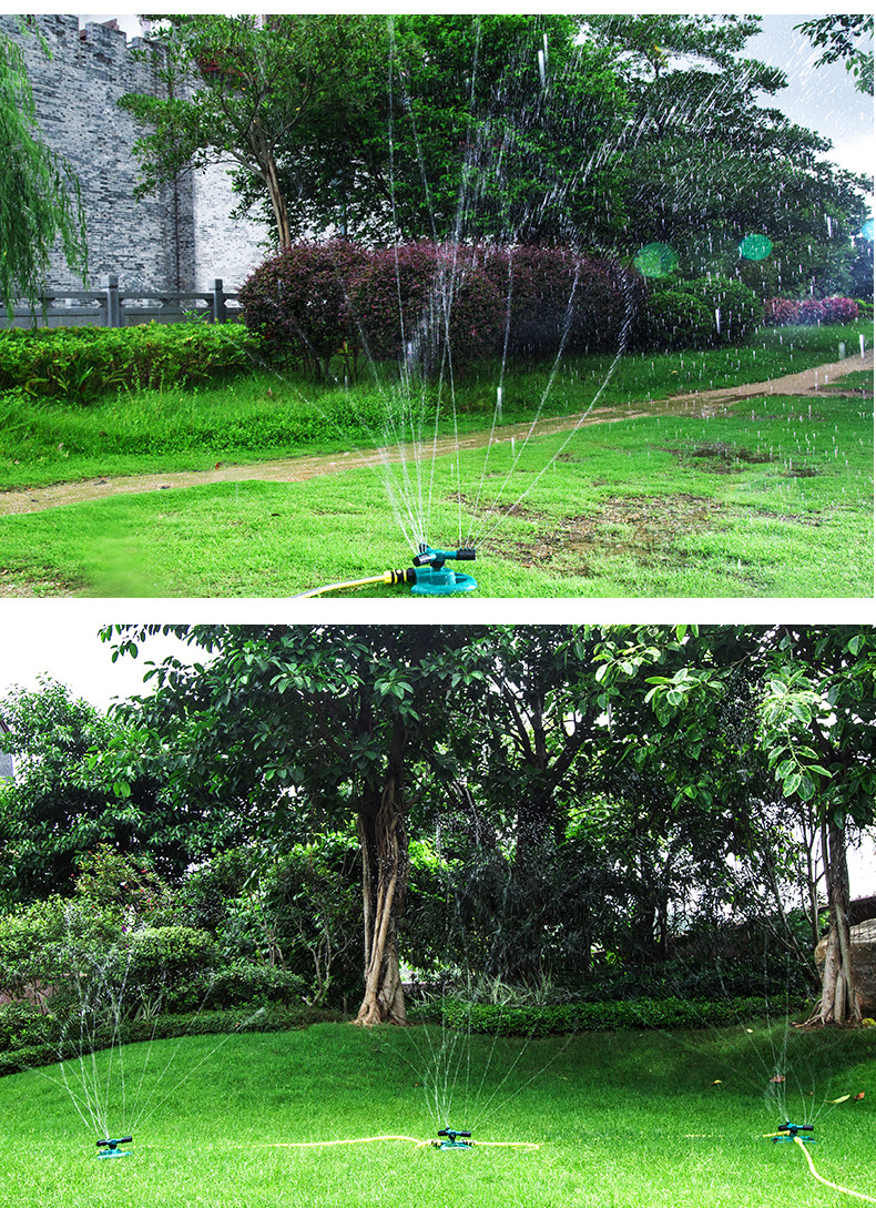 園林園藝自動旋轉噴水噴頭360度灌溉草坪花園澆水屋頂降溫灑水器串聯