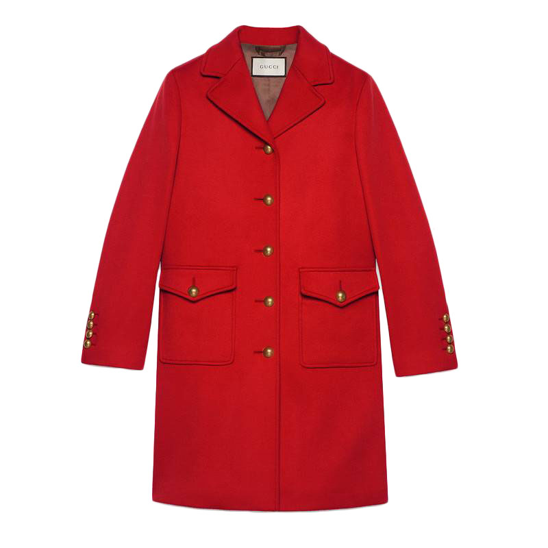 新年礼物品质保证古驰gucci女装双g羊毛大衣外套上装上衣黑色494500z