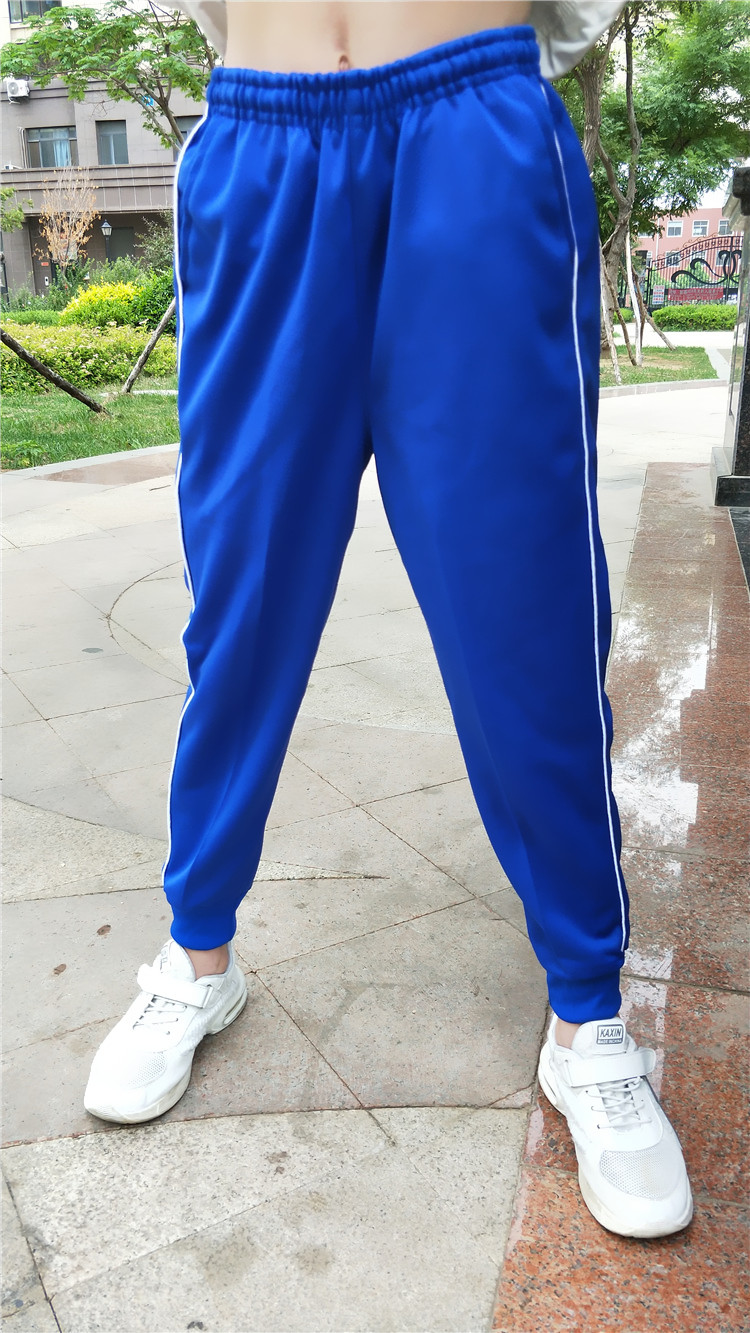 初高中校裤男女运动长裤一条杠校服裤子束脚螺纹收口学生裤两道杠黑裤