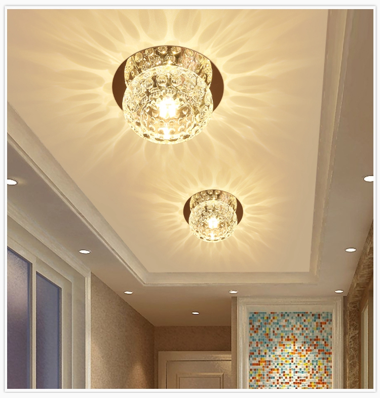 通道走廊灯过道灯现代简约创意个性时尚玄关灯欧式嵌入式小水晶灯 5瓦