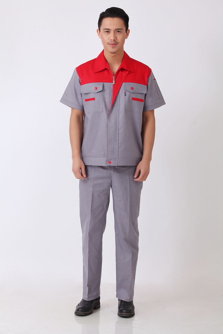 短袖工作服夏装工衣工装 男 汽修服劳保服半袖工服工程服新款 藏蓝配