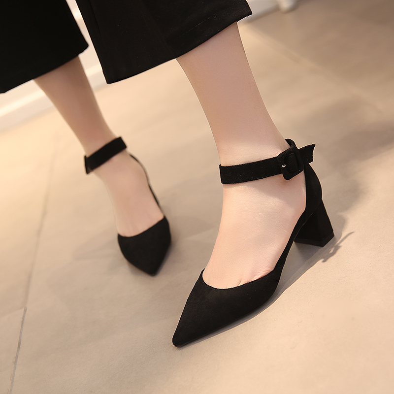 大码42凉鞋41女高跟鞋德玛安德品牌潮鞋2016夏季新款方跟包头一字式扣