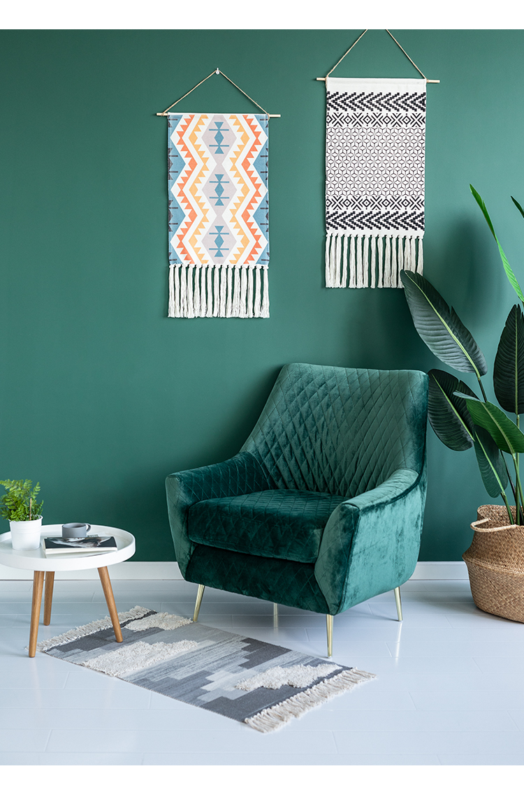 北欧挂毯装饰墙布挂布背景布床头挂毯壁毯编织布画宿舍流苏挂毯 爱