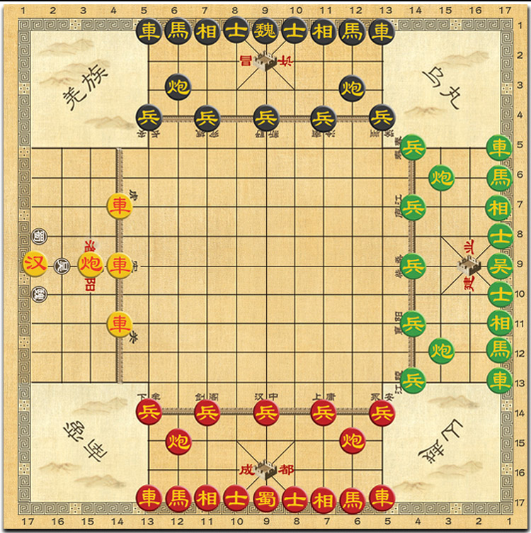悠叶游 三国演弈棋 豪华木盒装 创意中国象棋高智商益智游戏三人棋类