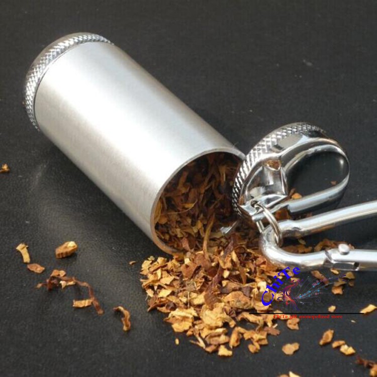 烟丝保湿罐 提拉式迷你便携烟丝罐钢拉丝个性创意户外钥匙扣保湿盒