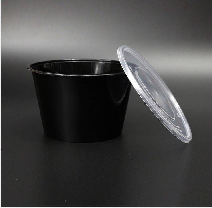 古达 一次性餐盒外卖盒打包盒带盖塑料保鲜盒100只 圆形450ml_ 4折现