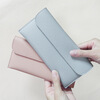Kangaroo (KANGAROO) new women's bag women's long wallet women's fashion bag thin student wallet simple buckle card slot wallet pink